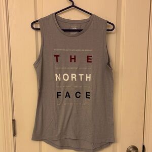 The North Face Gray Muscle Tee with Red and White Accents
